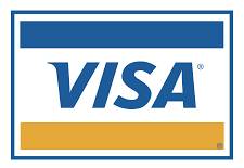 Blue and yellow Visa logo.